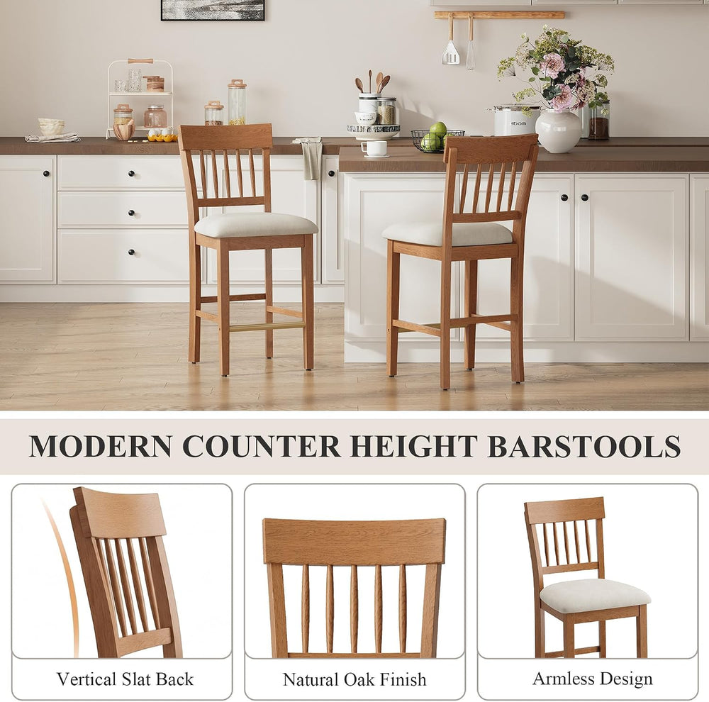 Wooden Bar Stools Set of 2, Counter Height Bar Stools, Modern Bar Stools, 25 ...