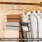 TOPIA HANGER Pant Hangers Space Saving 3 Pack Yoga Pants Leggings Hangers for Closet Non Slip 5 Tier Swing Arm Hanger Organizer for Pants Yoga Pants Leggings Trouser Jeans Slack - CT49B