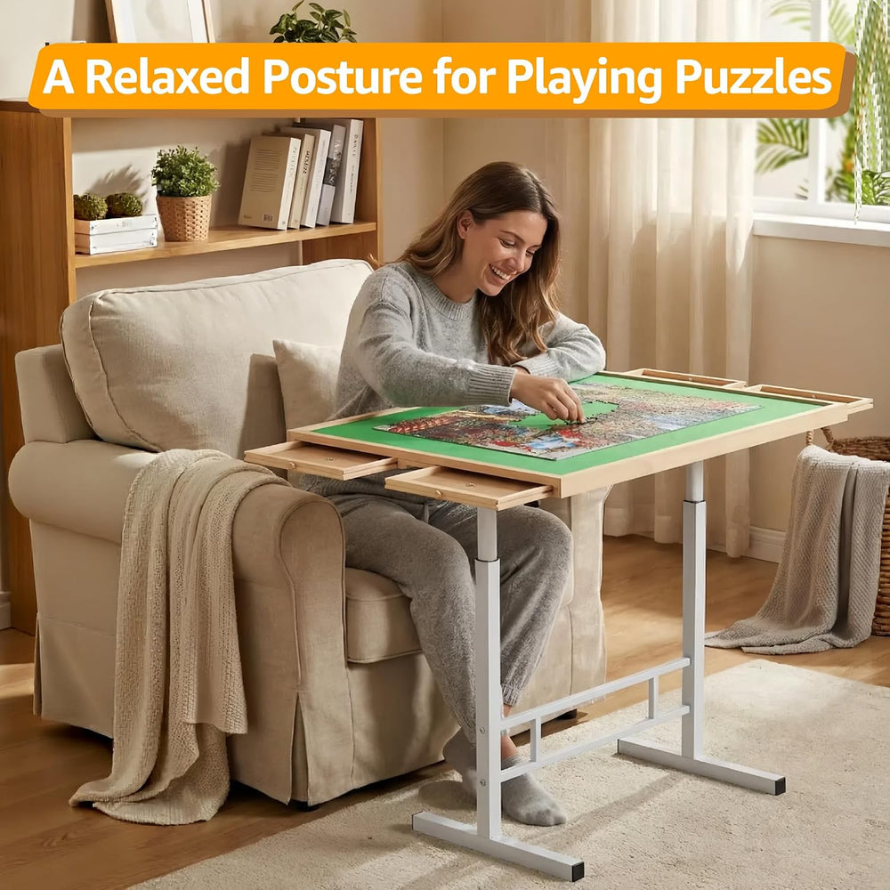 Fanwer 1500 Pieces Tilting Puzzle Table with 4 Drawers & Cover for Adults