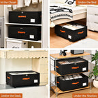 Freebat Under Bed Storage with Wheels 2 Pack, Underbed Container | 10 inch Height Under Bed Drawers with Clear Lid Cover, Storage Bag Box with Visiable Window for Clothes, Bedsheet, Pillow