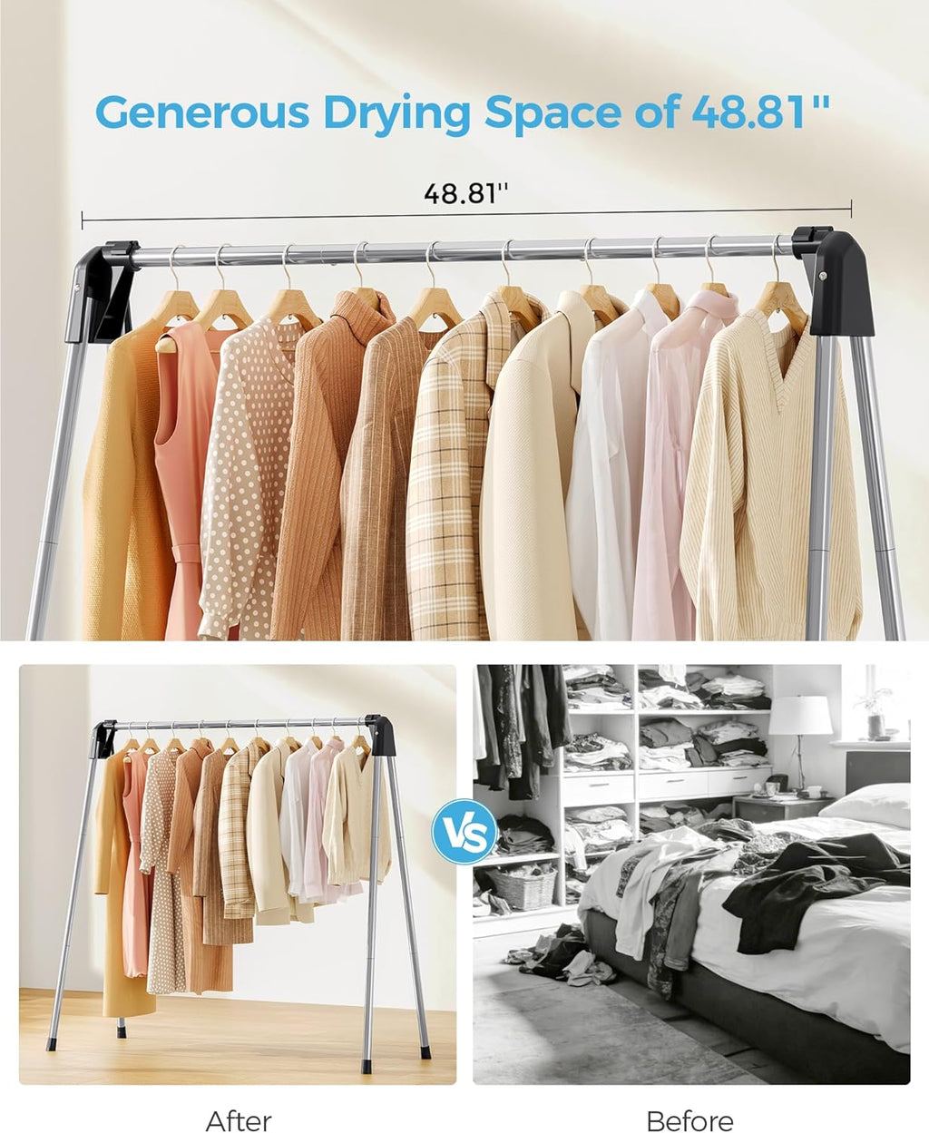 APEXCHASER Clothes Drying Rack Foldable, Stainless Steel Laundry Drying Rack Collapsible, Clothes Hanger for Sweater Baby Clothes Towel for Indoor & Outdoor, Portable Clothes Airer for Travel
