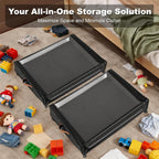 80L Large Under Bed Storage with Wheels, 2-Pack XXL Underbed Shoe Storage | Fit Most Bed, Removable & Locakable Wheels, Sturdy Metal Frame, Clear Lid, Easy Install, for Off-Season Clothes/Blankets
