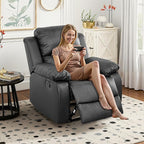 Recliner Sofa Set Couches for Living Room Chair Semi PU Fabric Living Room Furniture Sets, Adjusted Reclining Couch Furniture Sofa Set for Theater Seating, Black