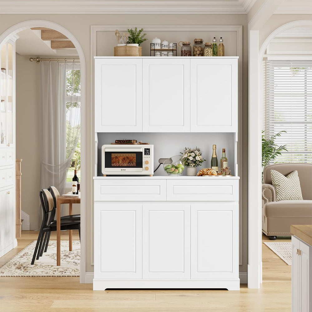 FACBOTALL 74" Pantry Cabinet, Tall Kitchen Pantry with 6 Doors & 2 D...