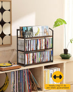 3-Tier CD Holder, CD Storage and Rack for Display, Storage Organizer with Display Top Shelf, Premium Holder Shelf for Home, Office and Kitchen Counter Organizer Rack, Holds 123 CDs