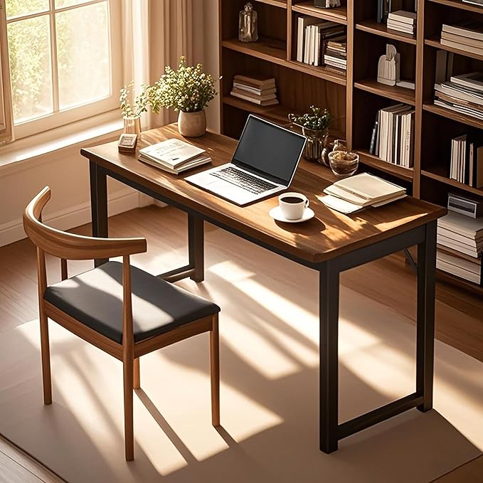 31.5 Inch Office Computer Desk,Office Table for Small Spaces,Gaming Desk,Writing Work Study Kids Modern Simple PC Home Bedroom Table with Metal Frame Wood Tabletop,Rustic Walnut