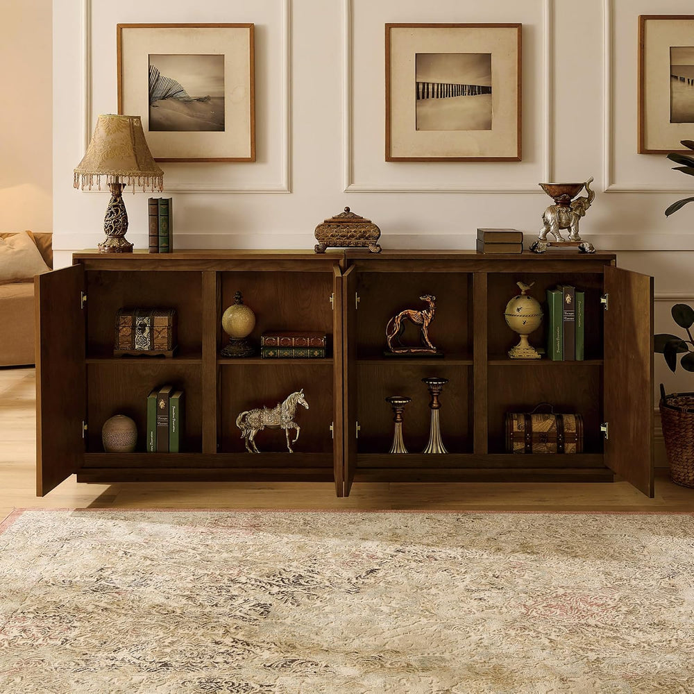 LKTART Mid Century Modern Sideboard Buffet Storage Cabinet with Doors and She...