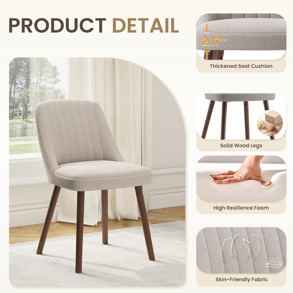 MALOL Upholstered Dining Chairs Set of 2, Modern Fabric Kitchen Chairs with B...