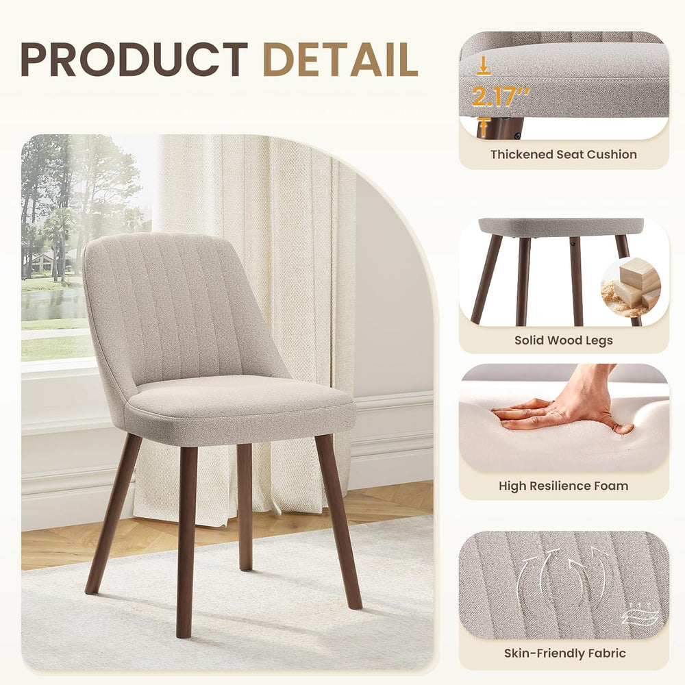MALOL Upholstered Dining Chairs Set of 6, Modern Fabric Kitchen Chairs with B...