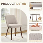 Upholstered Dining Chairs Set of 6, Modern Fabric Kitchen Chairs with Back, Wood Legs for Kitchen Dining Room Restaurant, Camel