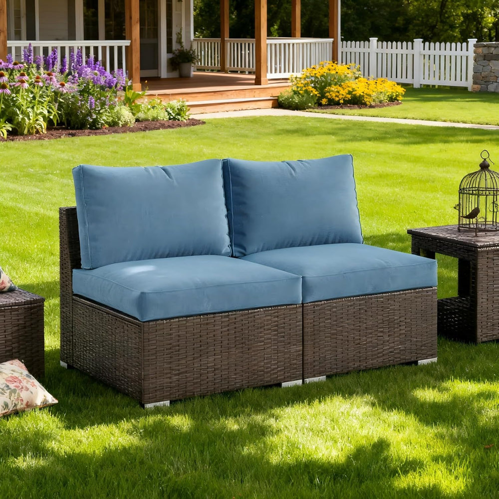 Wisteria Lane Outdoor Sofa, 2 Pieces Wicker Patio Furniture Set with Washable...
