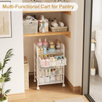 5-Tier Craft Organizer Cart with Wheels,Craft Organizers and Storage with Drawers,Lockable Wheels Rolling Utility Cart with DIY Divider,Office Supply Organizer,Ideal for Studio,Office,Bedroom,White