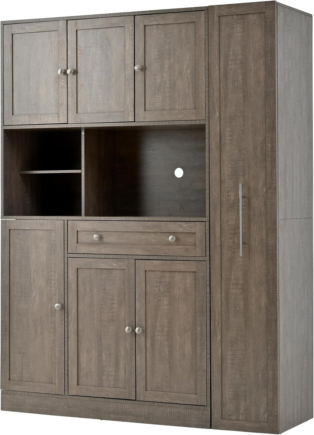 Kitchen Pantry Cabinet, Buffet with Pull-Out Side Cabinet | 7-tier pull-out s...