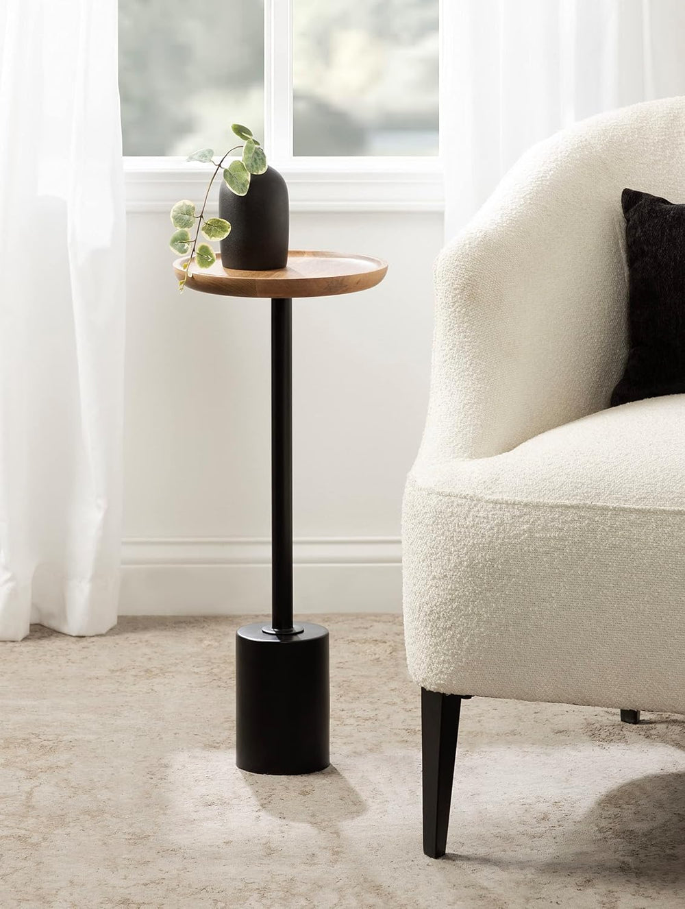 Kate and Laurel Xyler Modern Metal and Wood Round Drink Table | 10 x 10 x 24,...