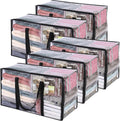 Vieshful 5 Pack Clear Comforter Storage Bag, 60L Clothes Storage Bag with Zipper Closet Organizer, Plastic Storage Containers Moving bags for Comforter, Blanket, Bedding, Duvet, Toys