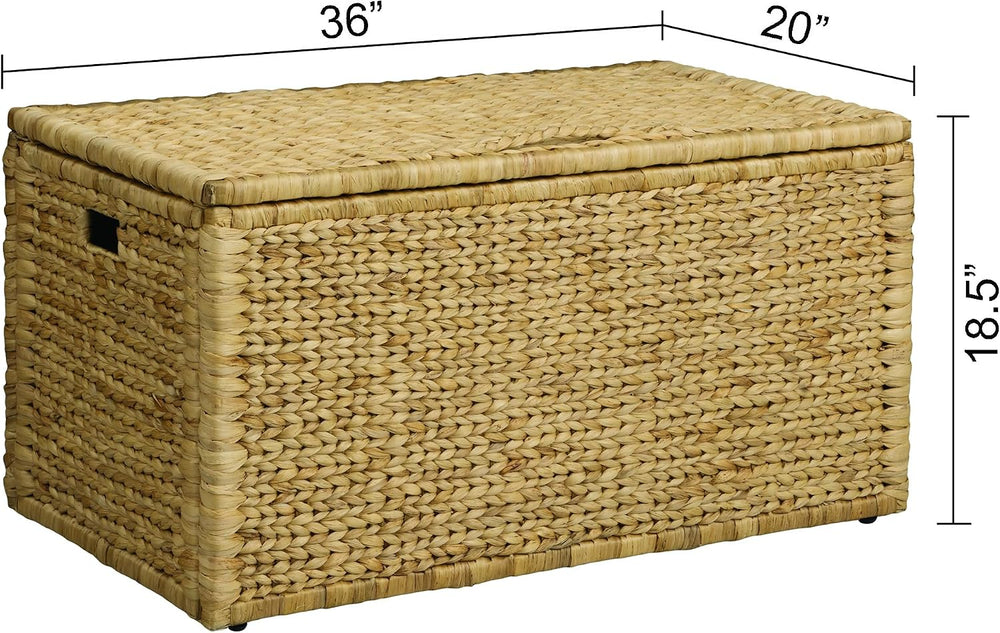 eHemco Water Hyacinth Blanket Storage Trunk, Natural, 36 x 20 x 18.5 | Metal ...