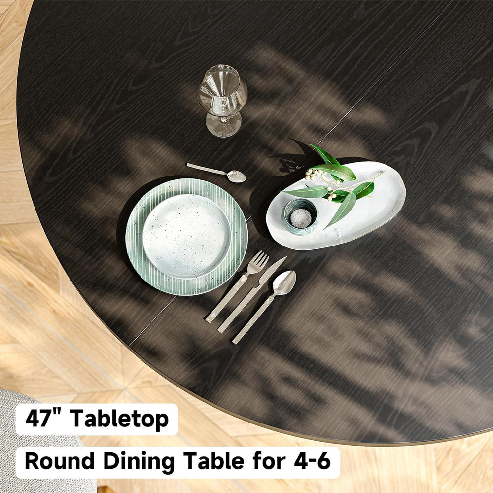 Round Kitchen Dining Table for 4-6 People, 47 inch Mid-Century Circle Dinner ...