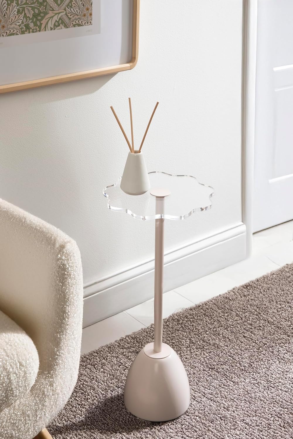 Kate and Laurel Acari Modern Scallop Pedestal Drink Table, 10 x 10 x 22, Clea...