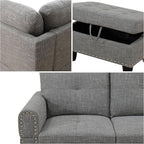 L Shaped Couches for Living Room, Sectional Couch Living Room Furniture with Storage Ottoman, Modular Sectional Sofa with Movable Chaise for Apartment Office, Brown Grey