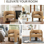 COLAMY Modern Velvet Accent Chair, Upholstered Barrel Chair, Comfy Side Arm Chair with 3 Legs for Living Room, Bedroom, Reading, Khaki