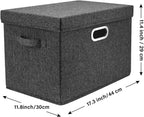 TYEERS Large Storage Bins with Lids, Collapsible, Washable, Fabric Storage Boxes for Organizing, 17.3x11.8x11.4 inches, 5 Pack, Black