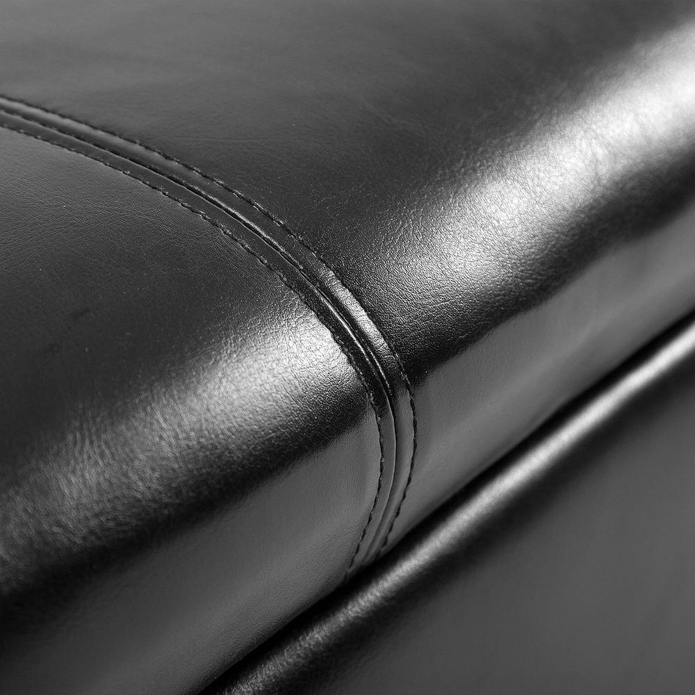 51inches Rectangular Tufted Faux Leather Storage Ottoman Black Modern Premium...
