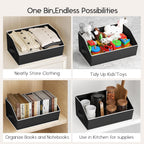 Large Closet Organizers and Storage Bins - 10 Pack Trapezoid Storage Baskets for Shelves, Foldable Fabric Baskets with Handles Ideal for Closet, Basket, Wardrobe and Shelf Storage, Black