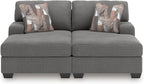 Signature Design by Ashley Double Chaise Sectional Sofa, Grey | Modern sectional couch in 100% polyester chenille, 2-piece super chaise layout for living rooms, Revenna Series