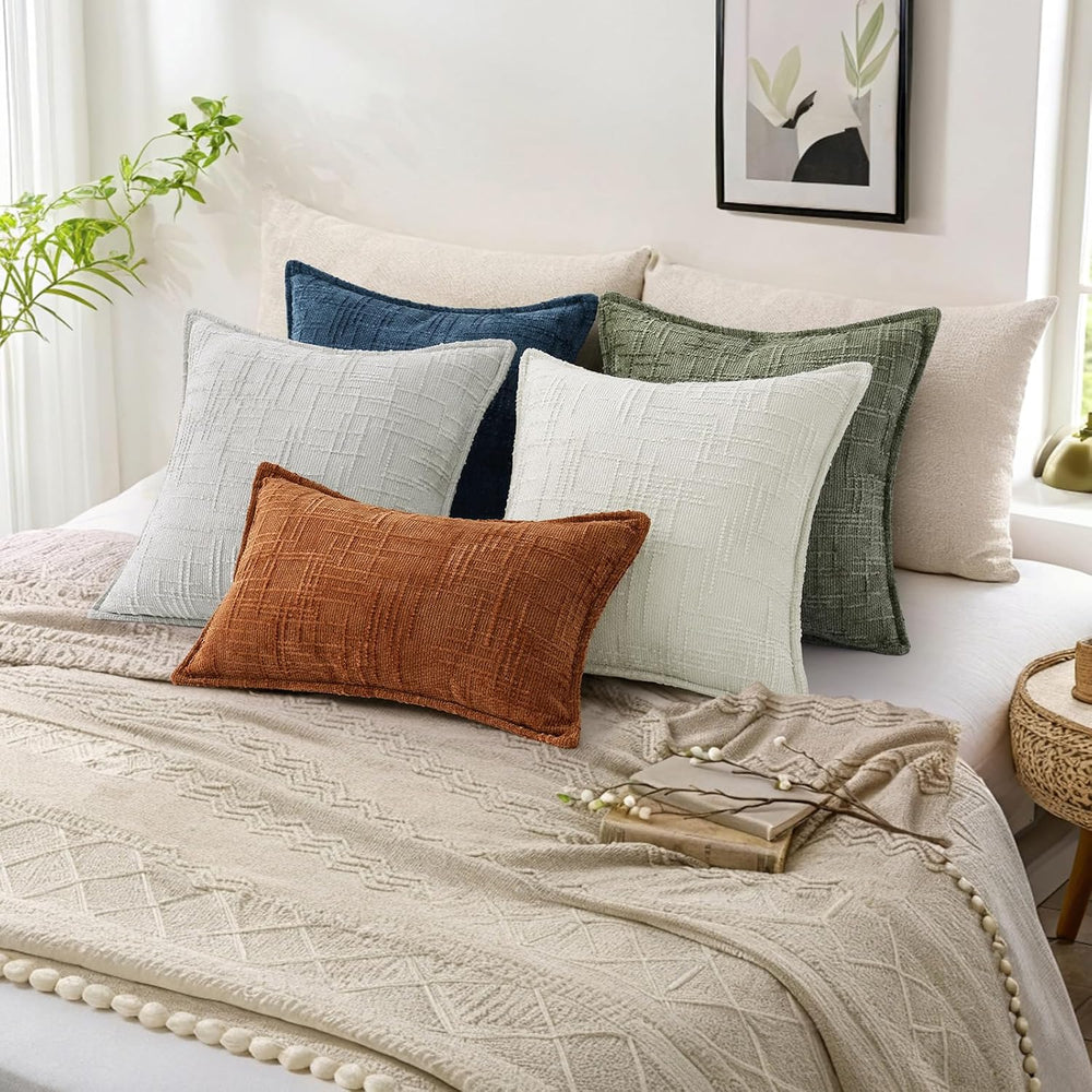 decorUhome Chenille Decorative Throw Pillow Covers 22x22 Set of 2, Olive