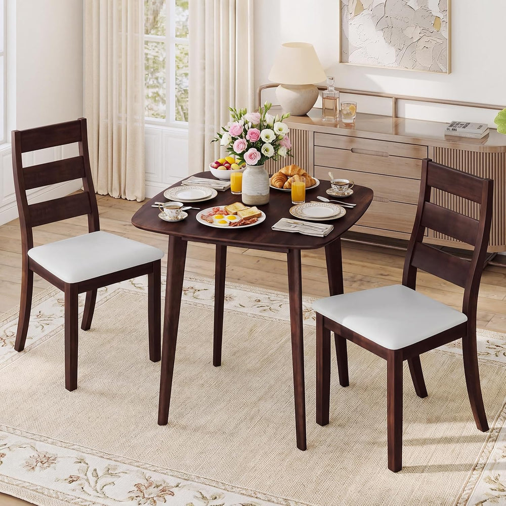 Tangkula Dining Square Table Set for 2, Kitchen Table & Chairs Set of 2