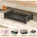 Under Bed Storage with Wheels,XXL 60L Under Bed Storage Containers with Clear Lids, Rolling Under Bed Metal Drawer for Clothes, Shoes,Toys (Black, 2 Pack)