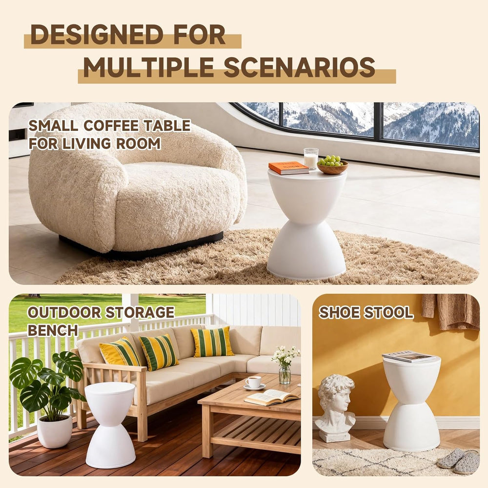 Hourglass Shaped Stool, Modern Round End Table Indoor/Outdoor Stool or End Ta...
