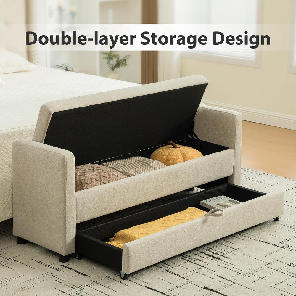 Chifee & Vingol 58.27" W Ottoman Bench with Double Storage Space, Up...