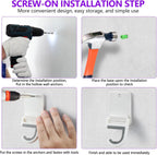 Broom and Mop Holder Wall Mount, Heavy Duty Screw Drilling Gripper Rack Supports up to 10 lb for Kitchen, Laundry Room, Garage, and Garden Storag (4, White)