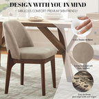 VKNOW Modern Dining Chairs Set of 2, Faux Leather Kitchen Chairs with Wood Legs, Upholstered Side Chair for Kitchen Dining Room, Taup
