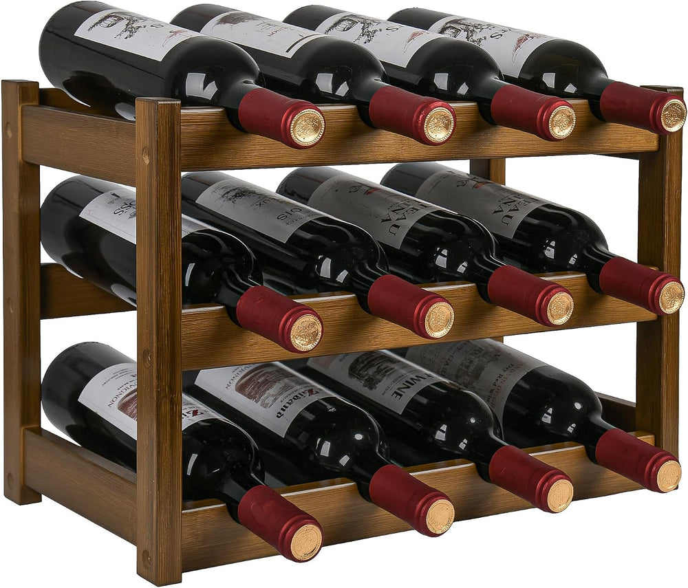 VASMIA Bamboo Wine Rack, Sturdy and Durable Wine Storage Cabinet Shelf, Wine ...