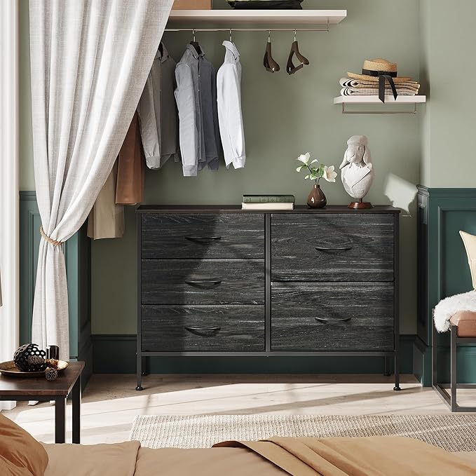 WLIVE Dresser for Bedroom with 5 Drawers, Wide Dressers with Drawer Organizer...
