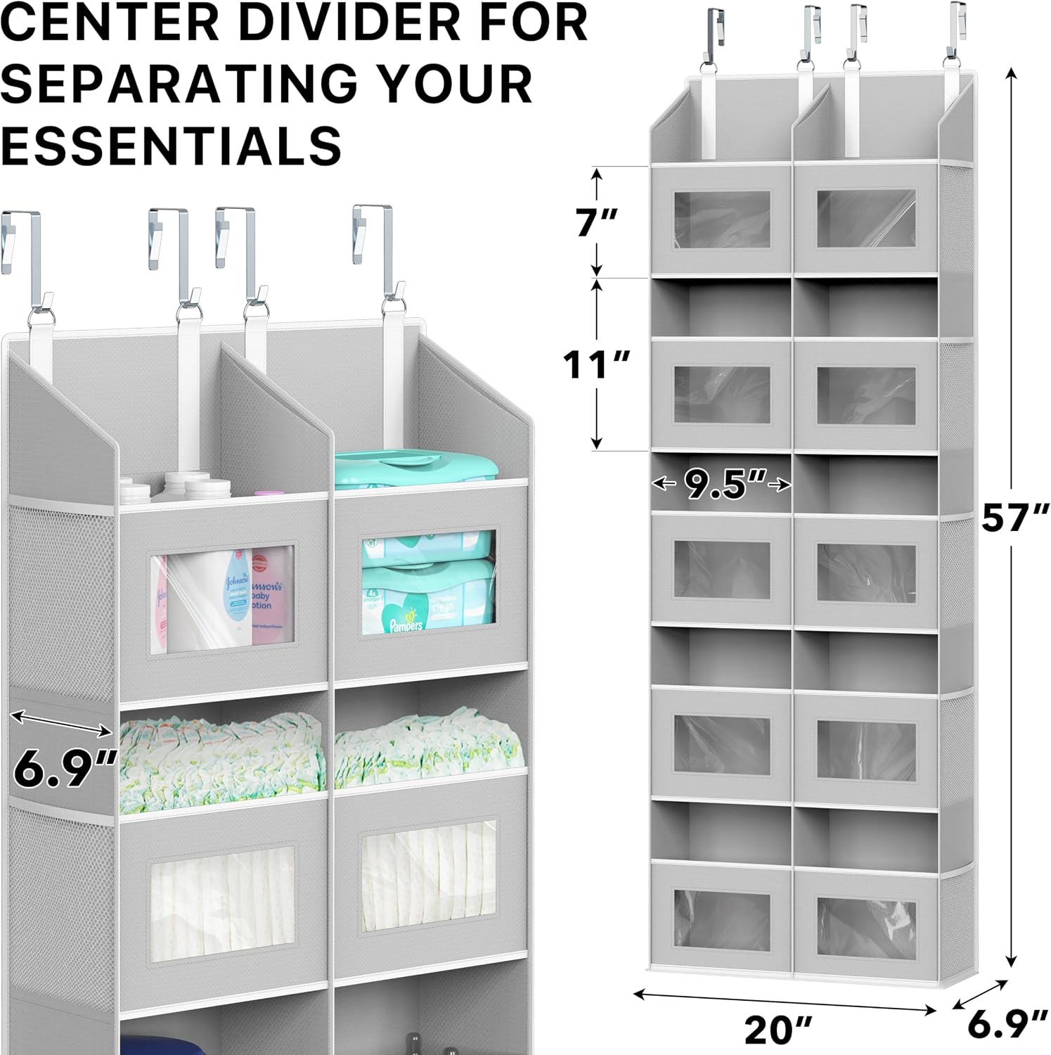 Simple Houseware Extra Large Heavy Duty 10 Pockets Over the Door Organizer | 80 lbs Capacity for Pantry, Closet, Bathroom, 5 Clear Window Pockets