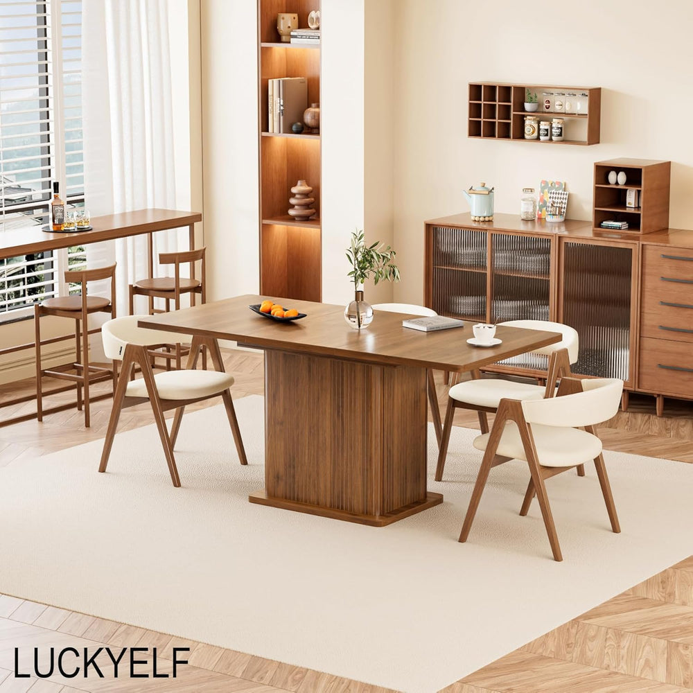 Extendable Kitchen Dining Table for 4-6, 47-65 Inch Rectangle Dining Room Tab...