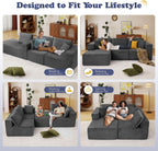 109” Cloud Sectional Couch, Boneless Modular Sofa with L-Shape Chaise, Deep Seat Corduroy Couch, No Assembly Required, Modern Upholstered Sectional for Living Room Apartment Bedroom