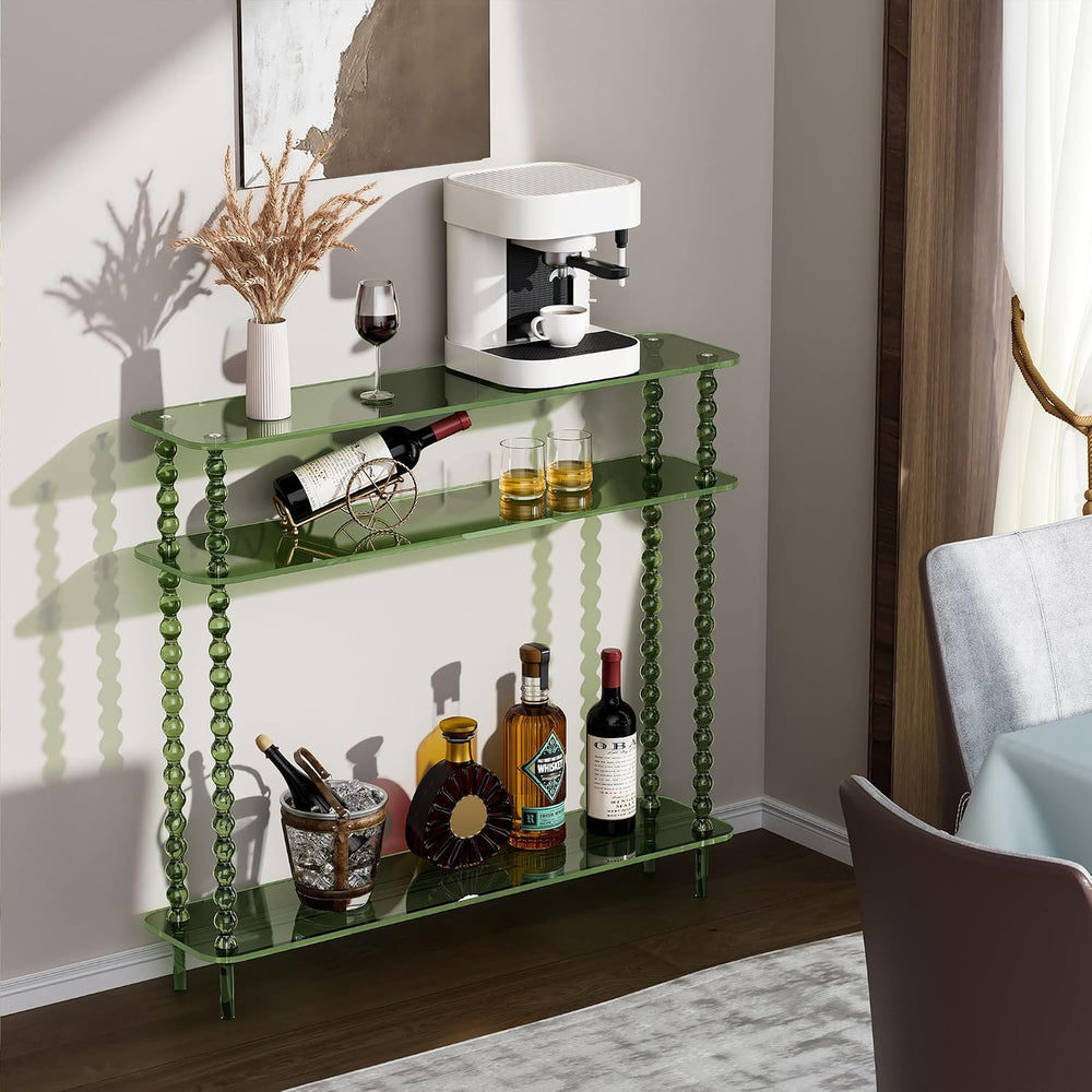 Acrylic Console Table Narrow, 3 Tier Long Entryway Table with Storage, Mid-Ce...