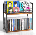 Alyoen 2-Tier CD Holder, CD Storage Rack, CD Organizer with Display Top Shelf, CD Case Holder for Home Office, Holds Up to 60 Standard, Ideal for Music Enthusiasts