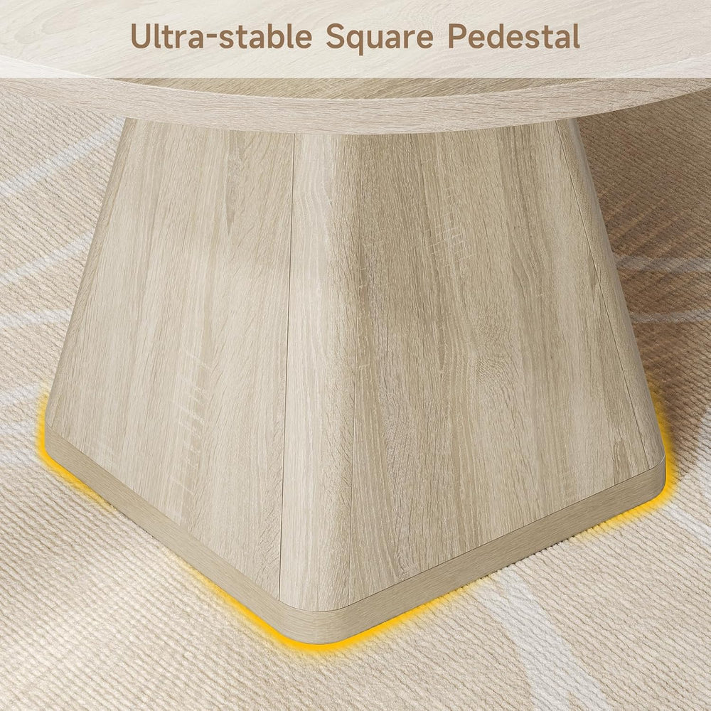 ONBRILL 47 Inch Round Dining Table for 4-6,Square Pedestal Base,Oak | Circle ...