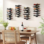 Hoctieon 6 Tier Wall Mount Wine Rack, Wall Mounted Wine Bottle Racks for Display and Storage, Hanging Bottle Holder for Living Room, Dining Room, Bar, Wine Cellar, Black