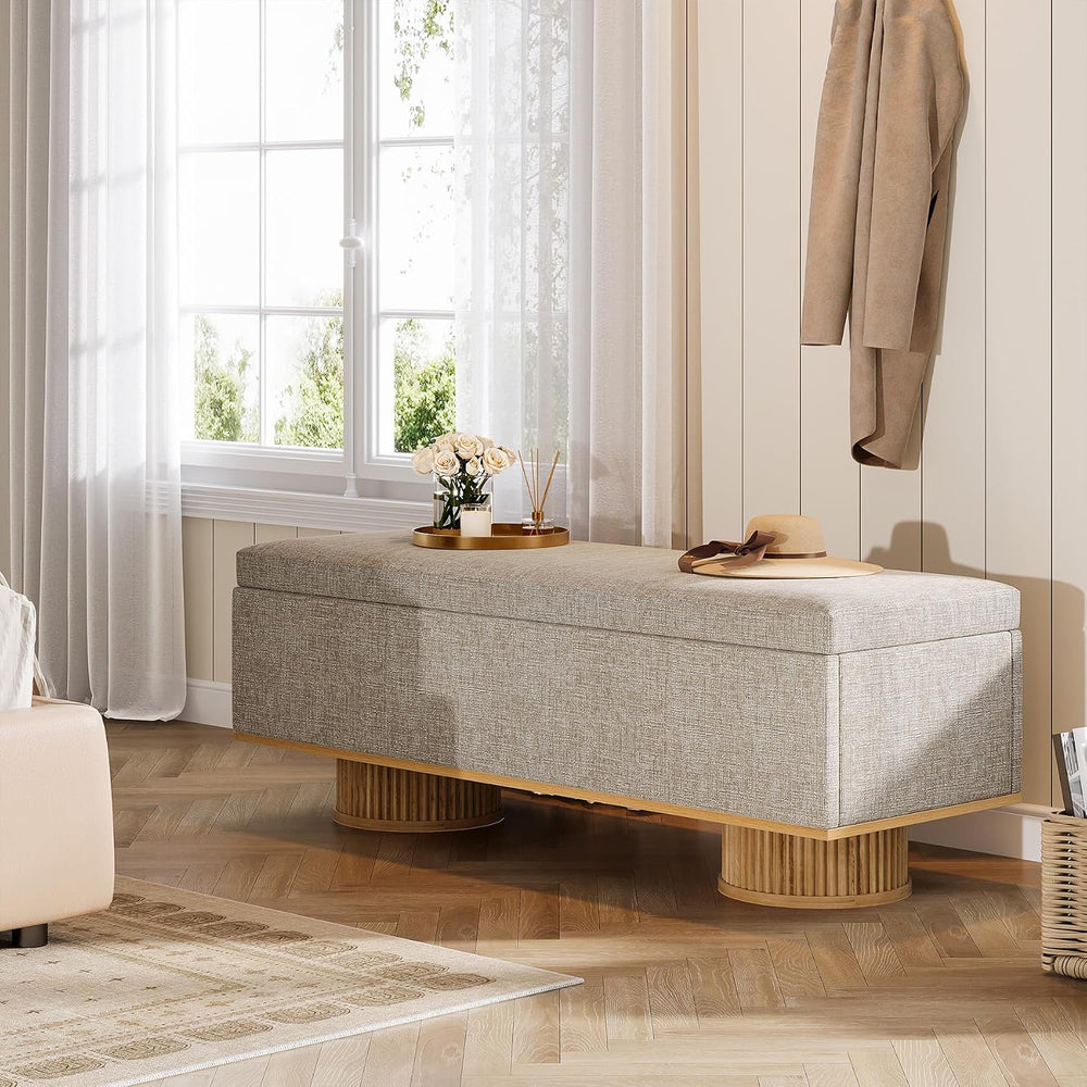 Tribesigns 50.39" Storage Bench with Padded Seat Cushion, Upholstered Sh...