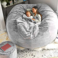 Bean Bag Chairs for Adults Covers 6FT No Filler Huge Large Fluffy Bean Bag Adult Storage Sitting Chairs 2 Seater or 4 Seater for Living Room and Gaming Room Bean Bag Soft Chairs Light Grey