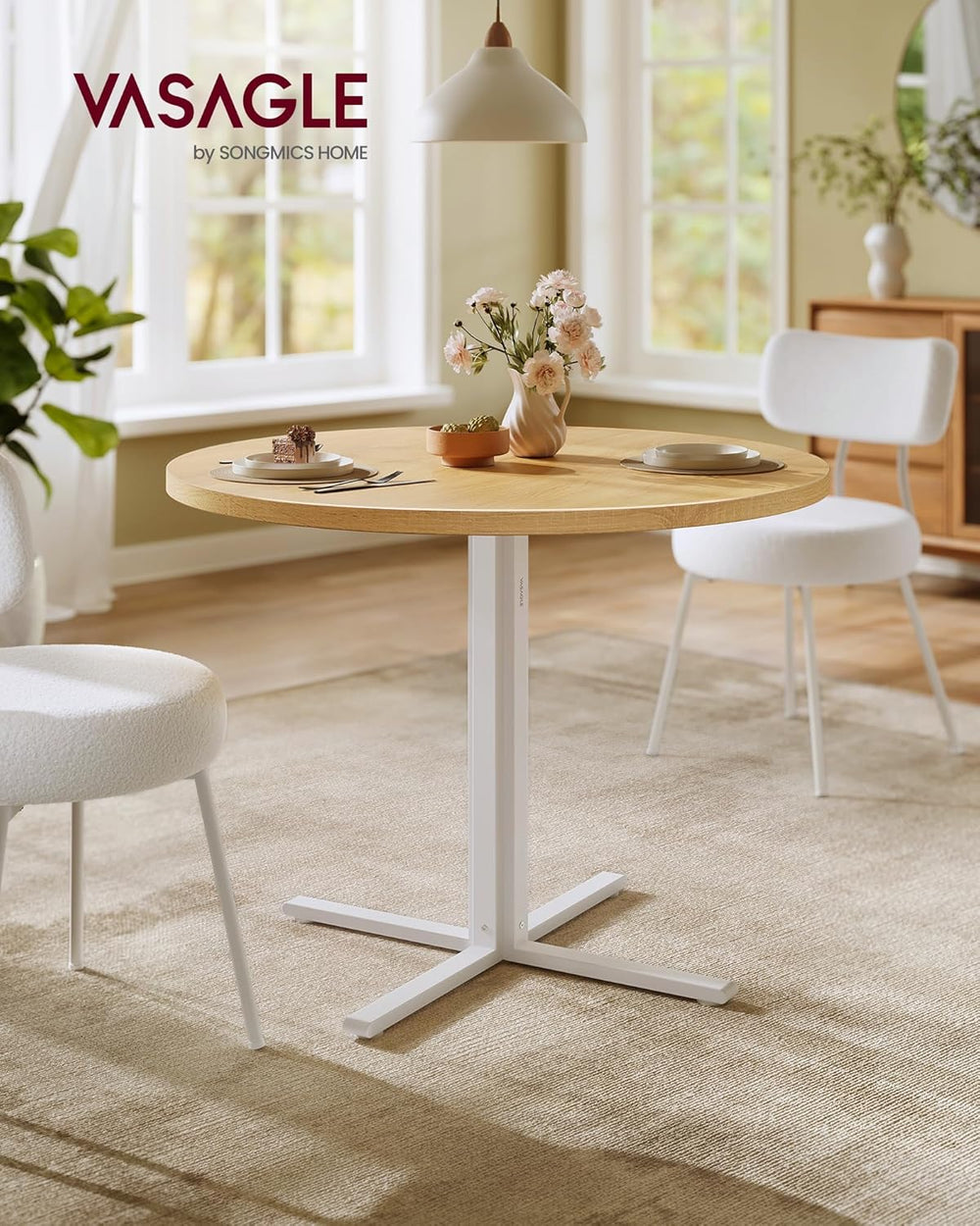 VASAGLE Dining Table, Small Round Kitchen Table for 4 People, 31.5 x 29.4 Inc...