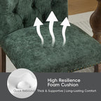 Upholstered Tufted Chenille Dining Side Chairs, Armless Nailhead Trim Chairs with Solid Wood Legs, Modern Farmhouse Chairs for Dining Room, Kitchen & Living Room (Set of 6, Olive Green)