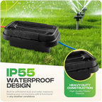 Sockitbox Original Outdoor Electric Box Waterproof - Small Outdoor Extention Cord Cover with 6 Cable Entry Waterproof Enclosure for Power Strips, Plugs, Timers, Lights - Black