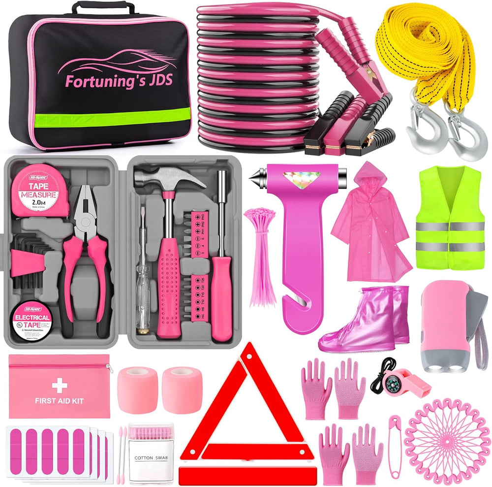 298PCS Roadside Emergency Car Kit- Car Emergency Kit with Jumper Cables, Road...